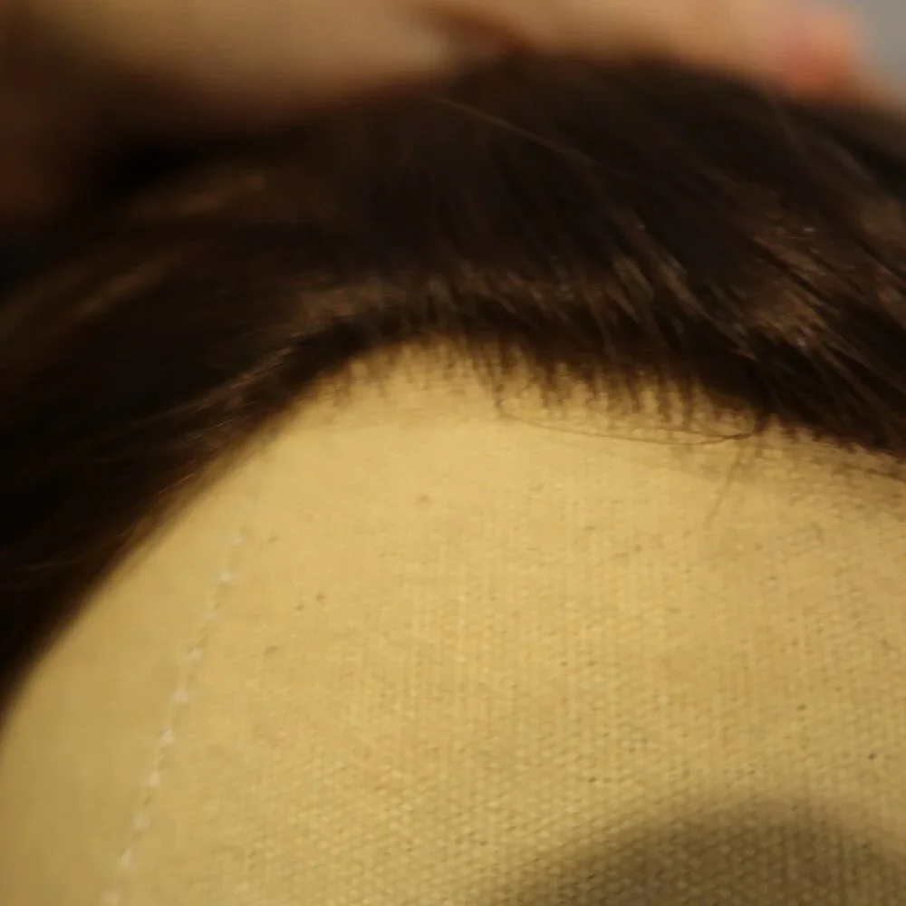 LeBeauty Human Hair Brunette Wig with Highlights - Picture 5 of 16